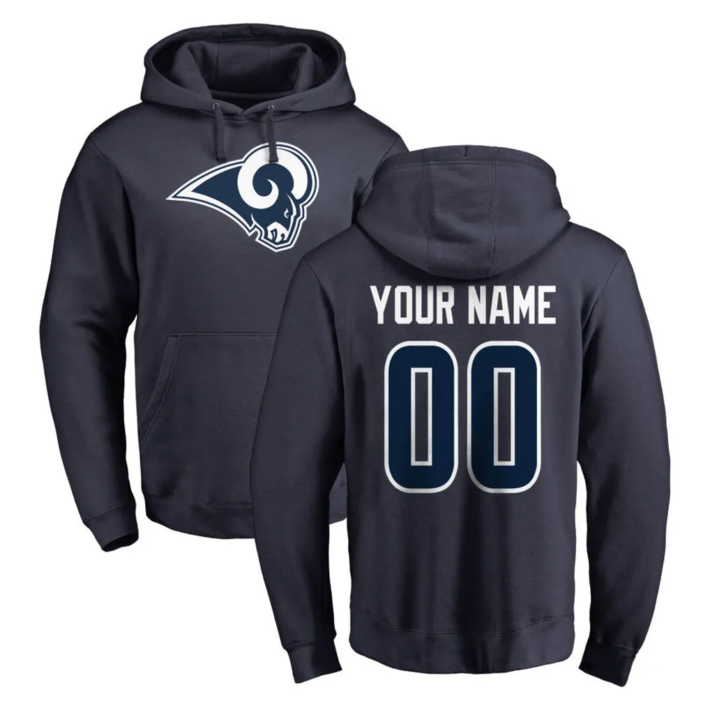 Johmsee Custom LA.Rams Navy Pullover Hoodie Limited Game Any Name & Numbers Stitched Jerseys