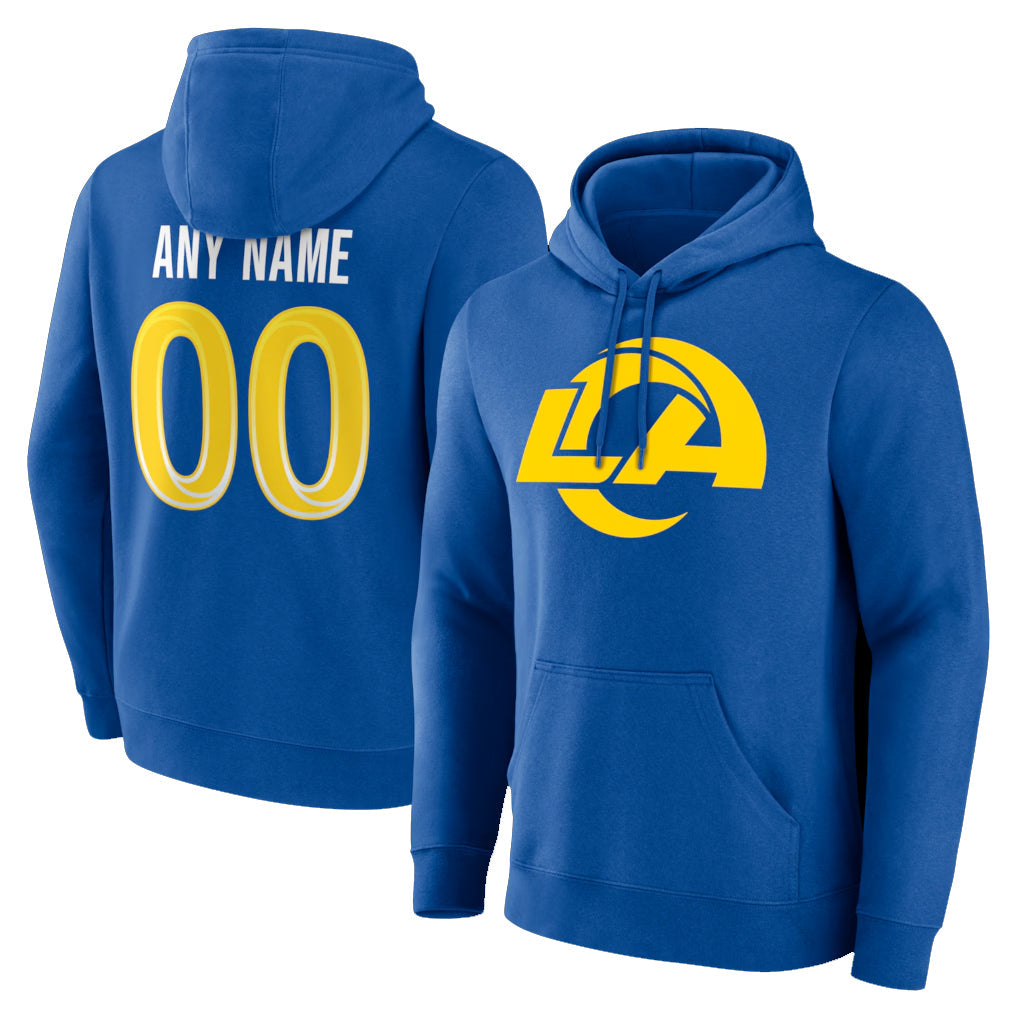 Johmsee Custom LA.Rams Royal Pullover Hoodie Limited Game Any Name & Numbers Stitched Jerseys