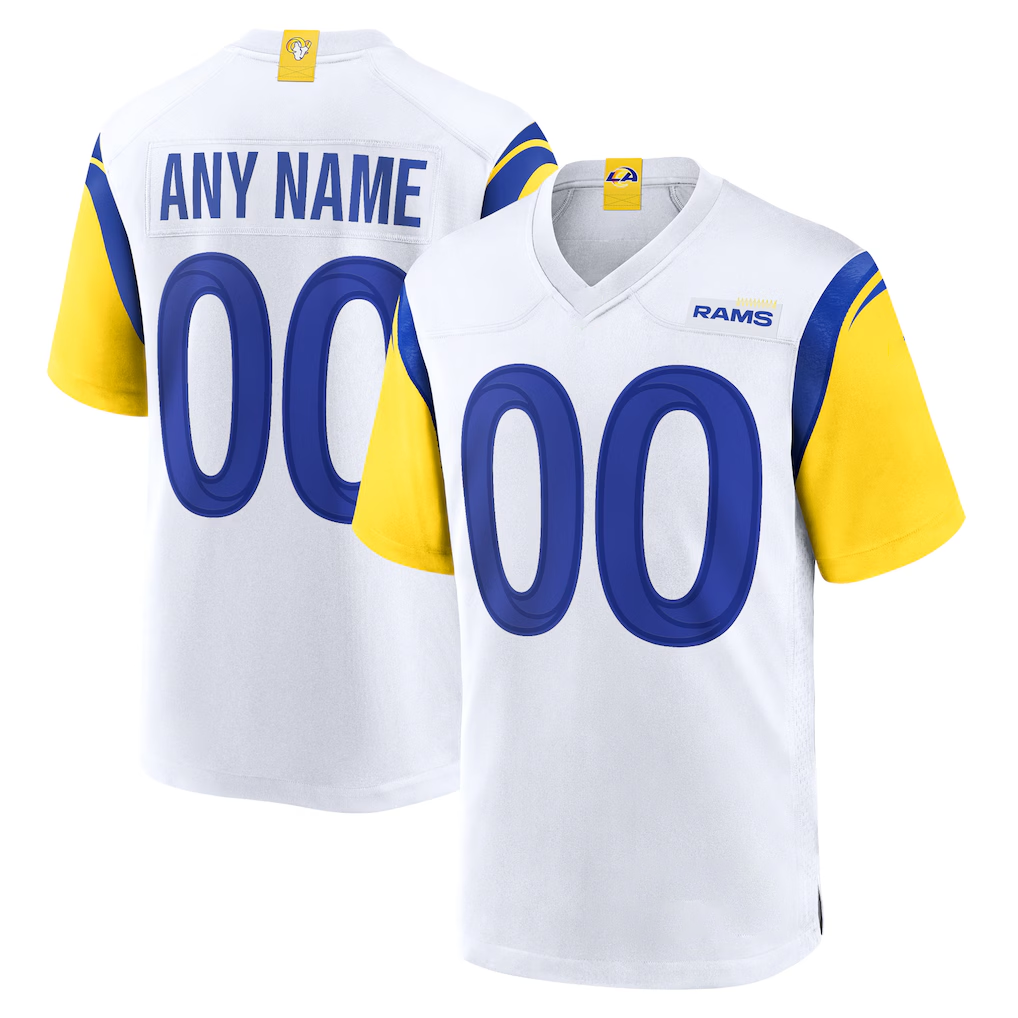 Johmsee Custom LA.Rams White Alternate Stitched Jerseys