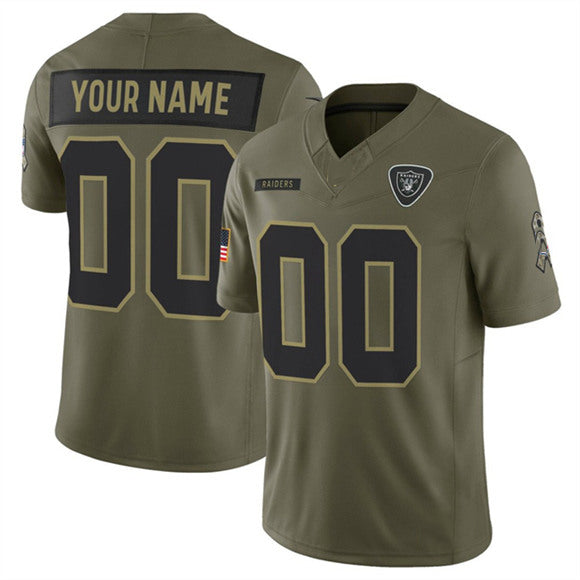 Custom LV.Raiders Active Player Olive 2025 F.U.S.E. Salute to Service Limited Football Stitched Jersey