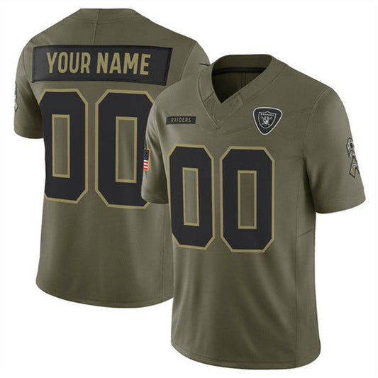 Custom LV.Raiders Active Player Olive 2025 F.U.S.E. Salute to Service Limited Football Stitched Jersey