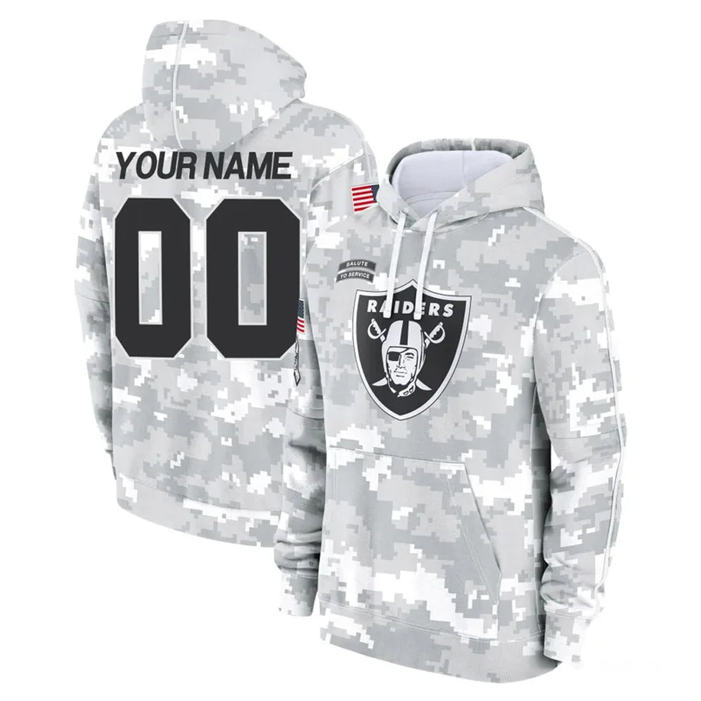 Johmsee Custom LV.Raiders Arctic Camo Salute to Service Hoodies Limited Game Any Name & Numbers Stitched Jerseys
