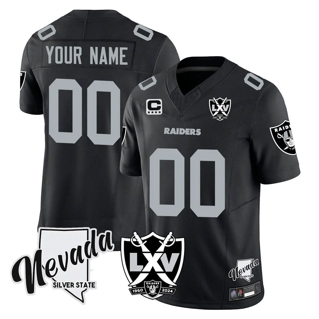 Johmsee Custom LV.Raiders Black 65th Anniversary Vapor Limited Home Game Any Name & Numbers Stitched Jerseys