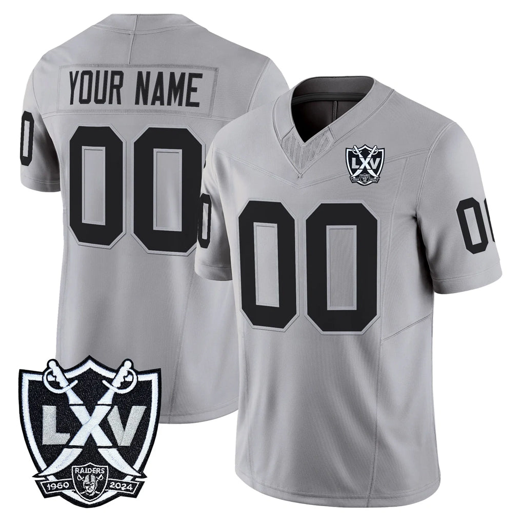 Johmsee Custom LV.Raiders Gray 2026 Vapor Limited Home Game Any Name & Numbers Stitched Jerseys