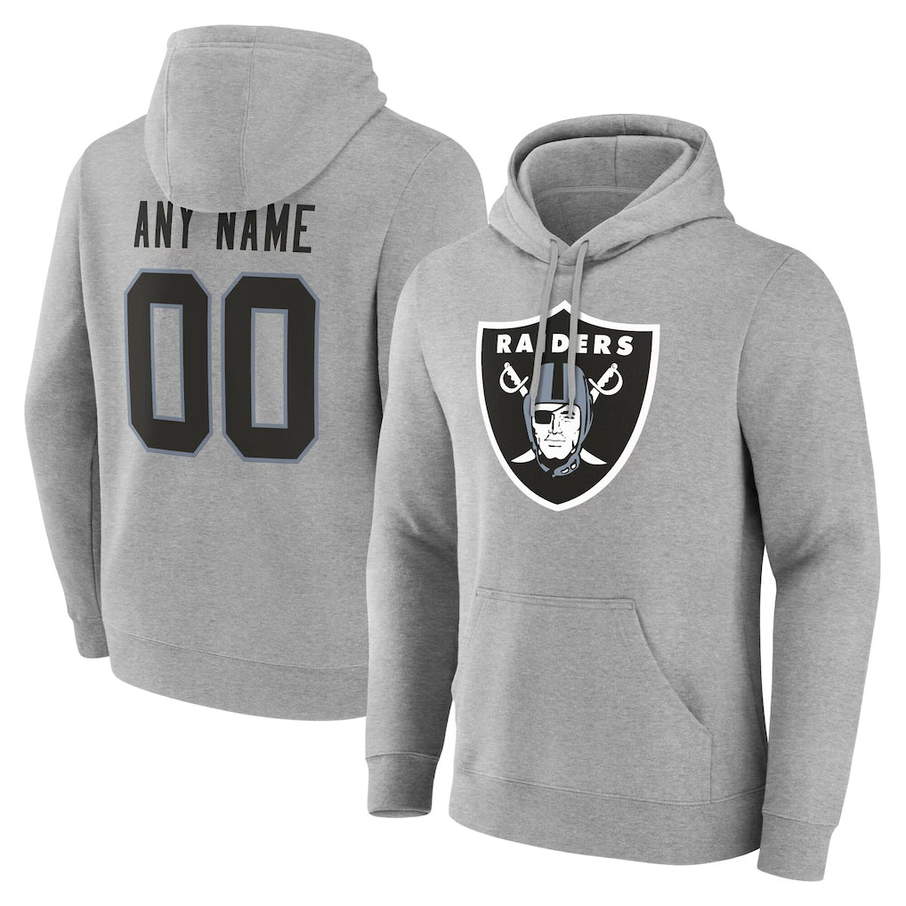 Johmsee Custom LV.Raiders Gray LOGO Pullover Hoodies Home Game Any Name & Numbers Stitched Jerseys