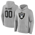 Johmsee Custom LV.Raiders Gray LOGO Pullover Hoodies Home Game Any Name & Numbers Stitched Jerseys