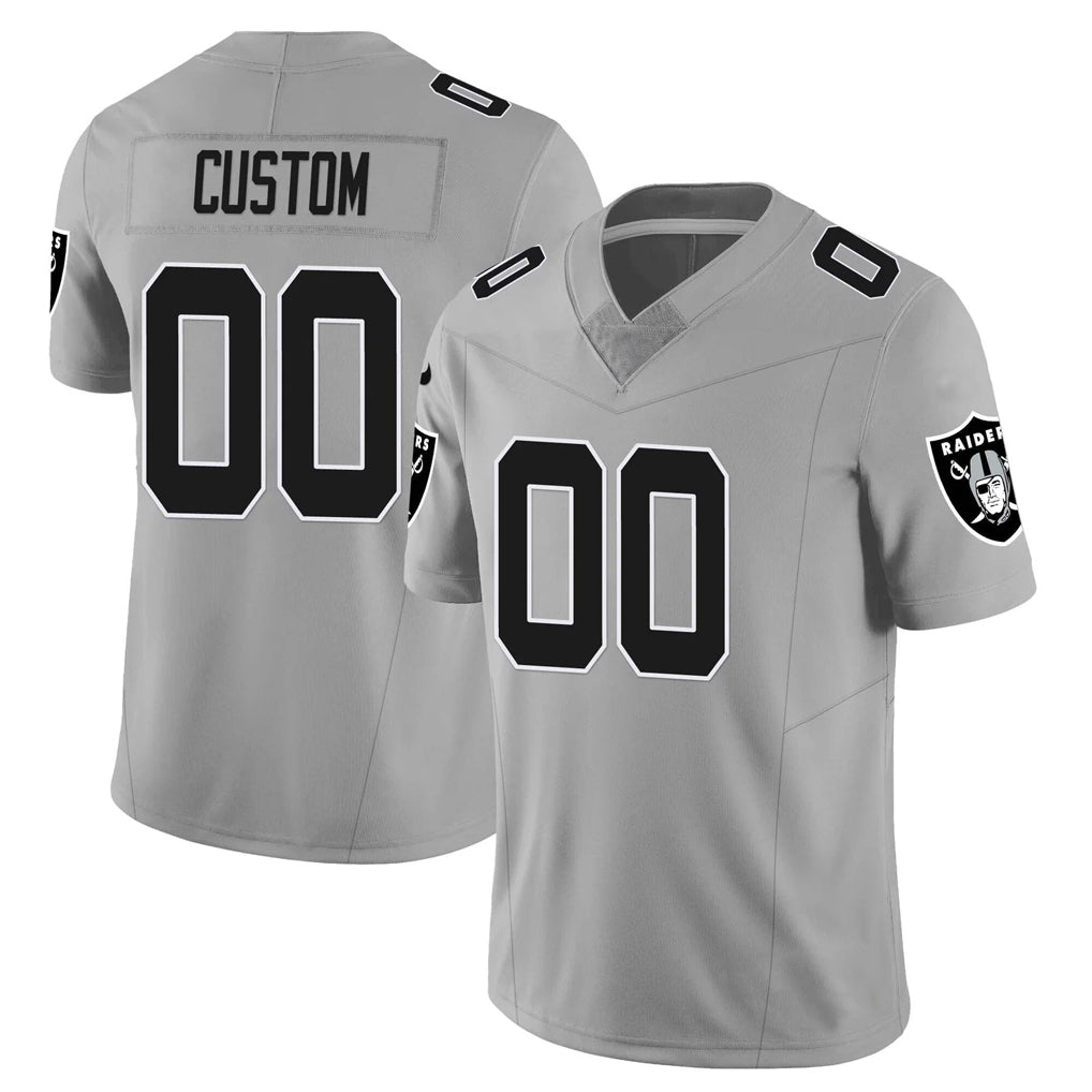 Johmsee Custom LV.Raiders Gray Limited Vapor F.U.S.E. Home Game Stitched Jerseys