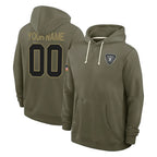 Johmsee Custom LV.Raiders Olive Salute to Service Pullover Hoodies Limited Any Name & Numbers Stitched Jerseys