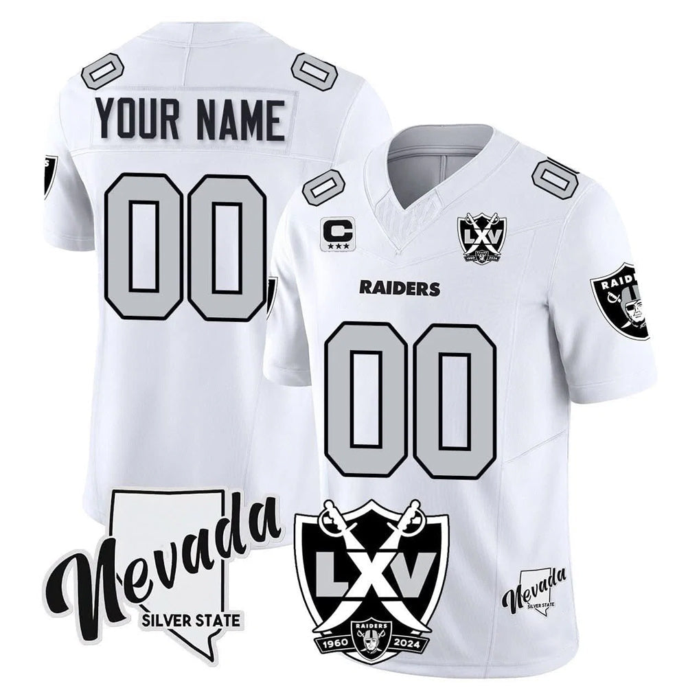 Johmsee Custom LV.Raiders White 2026 Vapor Limited 65th Anniversary Home Game Any Name & Numbers Stitched Jerseys