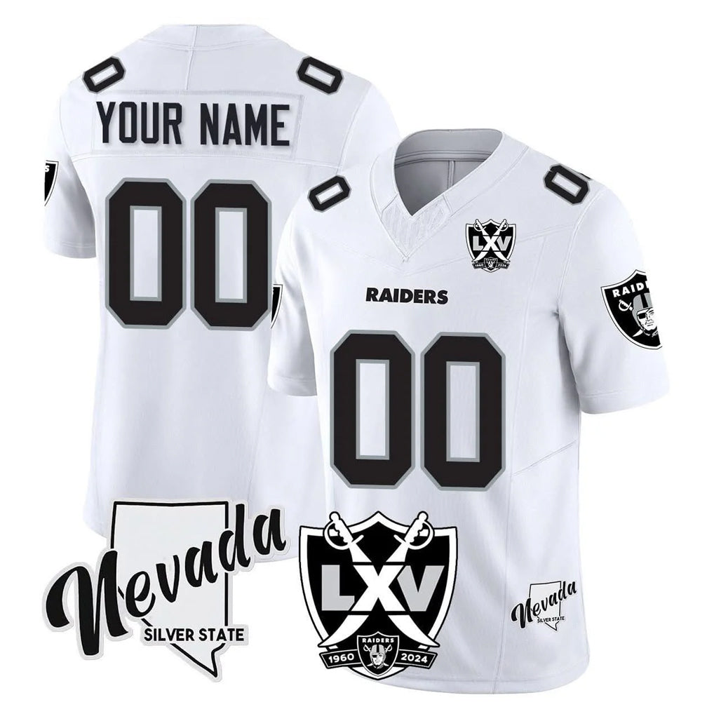Johmsee Custom LV.Raiders White 65th Anniversary Vapor Limited Home Game Any Name & Numbers Stitched Jerseys