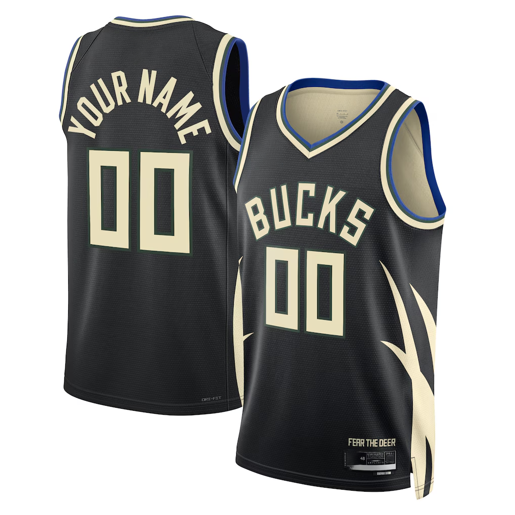 Johmsee Custom M.Bucks Black 2022-23 Swingman Jerseys - Statement Edition