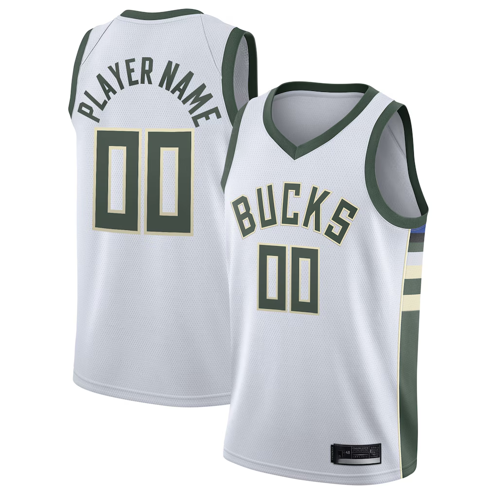 Johmsee Custom M.Bucks White 2020-21 Swingman Custom Jerseys - Association Edition