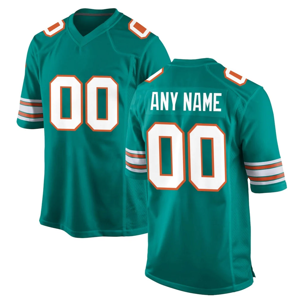 Johmsee Custom M.Dolphins Aqua Alternate Home Game Any Name & Numbers Stitched Jerseys