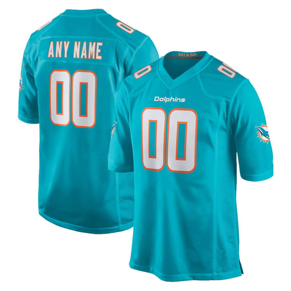 Johmsee Custom M.Dolphins Aqua Home Game Any Name & Numbers Stitched Jerseys