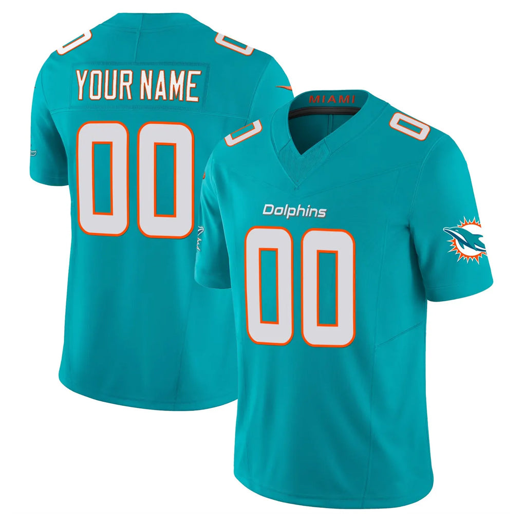 Johmsee Custom M.Dolphins Aqua Limited Vapor F.U.S.E. Home Game Any Name & Numbers Stitched Jerseys