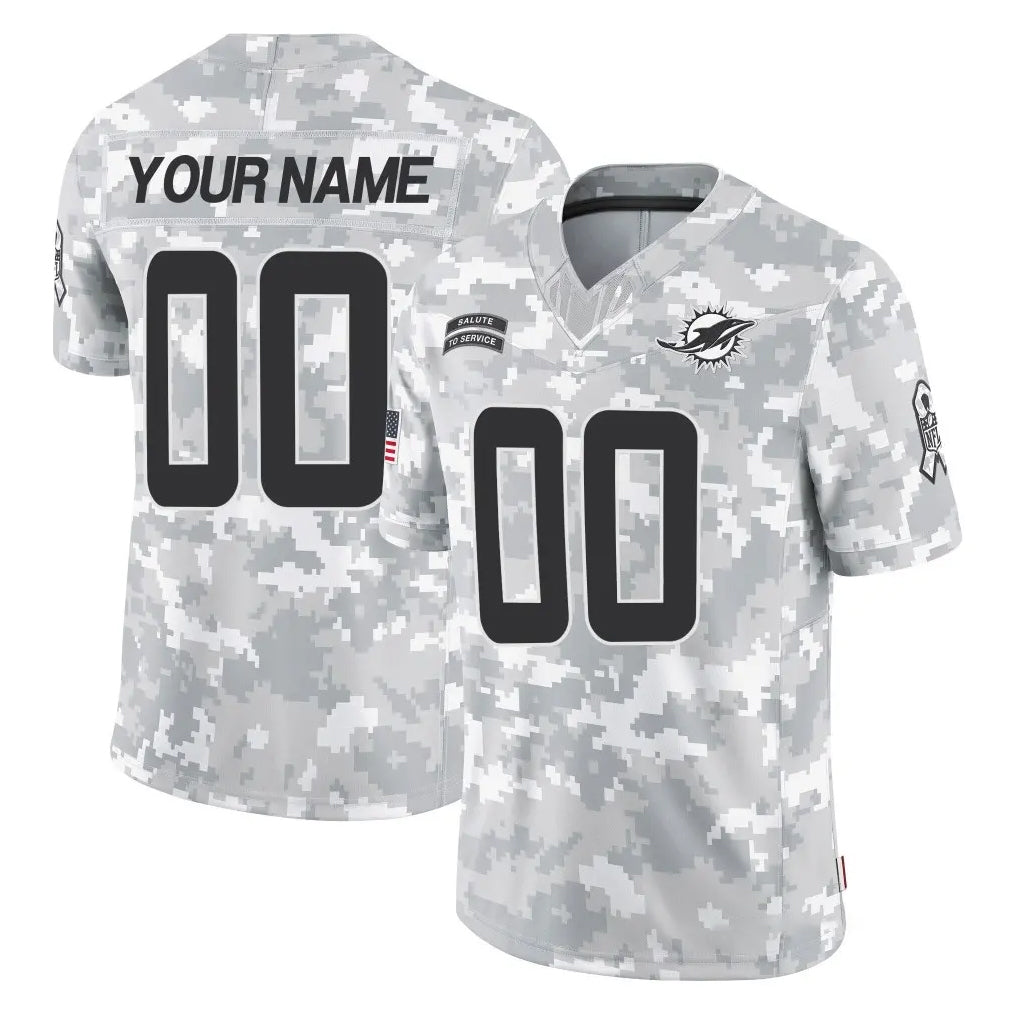 Johmsee Custom M.Dolphins Arctic Camo Salute To Service Limited Game Any Name & Numbers Stitched Jerseys