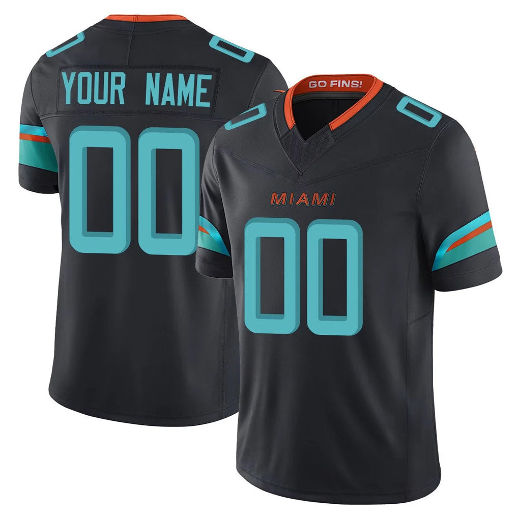 Johmsee Custom M.Dolphins Black Limited Pitch Rivalries Collection Home Game Any Name & Numbers Stitched Jerseys