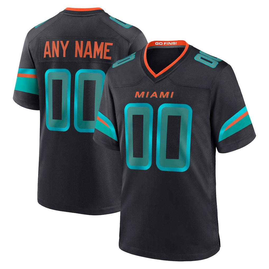 Johmsee Custom M.Dolphins Black Pitch Rivalries Collection Home Game Any Name & Numbers Stitched Jerseys