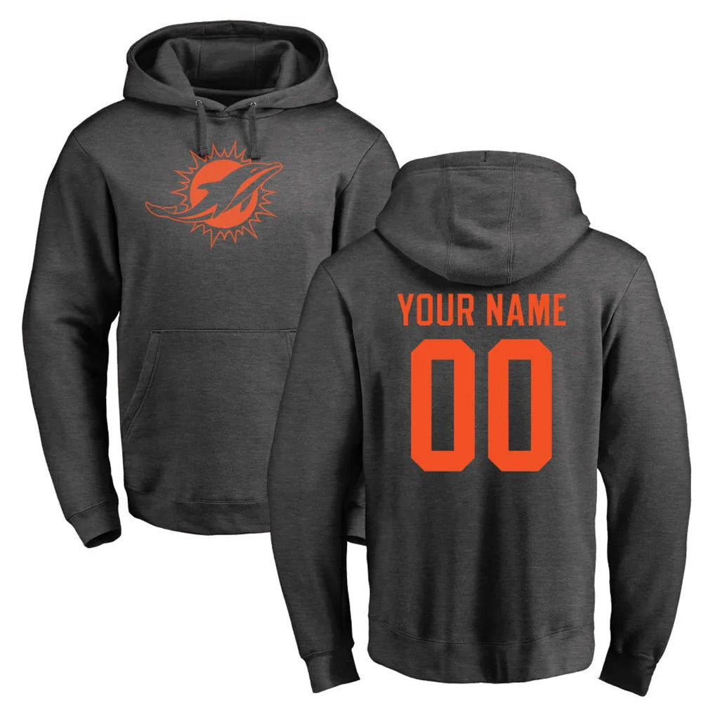 Johmsee Custom M.Dolphins Darkgray Pullover Hoodies Limited Any Name & Numbers Stitched Jerseys