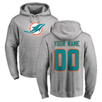 Johmsee Custom M.Dolphins Gray LOGO Pullover Hoodies Limited Any Name & Numbers Stitched Jerseys