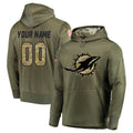 Johmsee Custom M.Dolphins Olive Salute to Service Pullover Hoodies Home Game Any Name & Numbers Stitched Jerseys