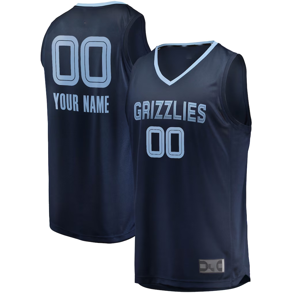 Johmsee Custom M.Grizzlies Navy Fast Break Replica Stitched Jerseys- Icon Edition