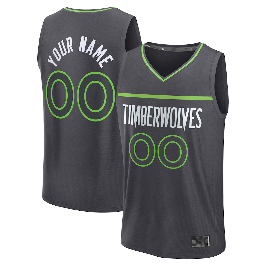 Johmsee Custom M.Timberwolves Anthracite Fast Break Stitched Jerseys- Icon Edition