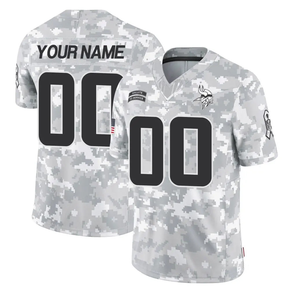 Johmsee Custom MN.Vikings Arctic Camo Salute To Service Limited Game Any Name & Numbers Stitched Jerseys