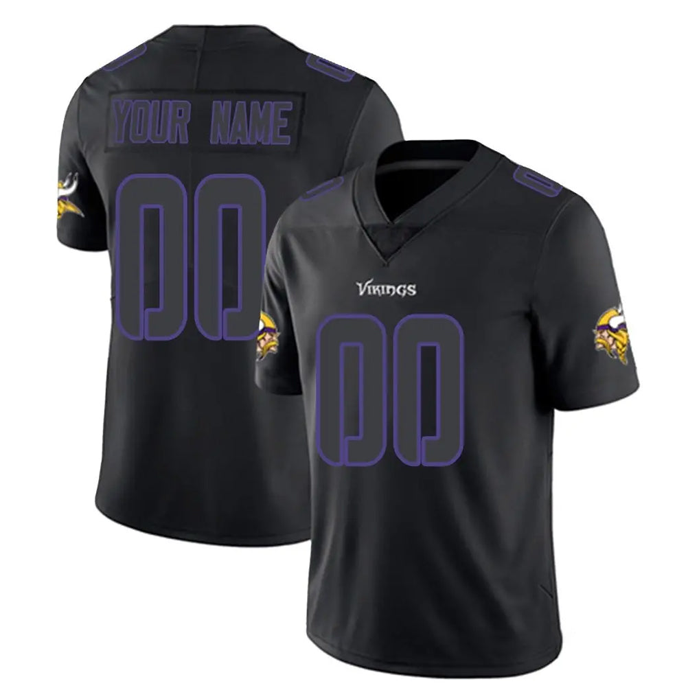 Johmsee Custom MN.Vikings Black Impact Limited Home Game Any Name & Numbers Stitched Jerseys