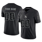Johmsee Custom MN.Vikings Black Limited Reflective Home Game Any Name & Numbers Stitched Jerseys