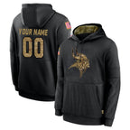 Johmsee Custom MN.Vikings Black Salute to Service Hoodies Limited Game Any Name & Numbers Stitched Jerseys