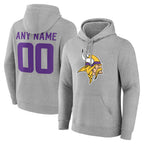 Johmsee Custom MN.Vikings Gray LOGO Pullover Hoodies Limited Any Name & Numbers Stitched Jerseys