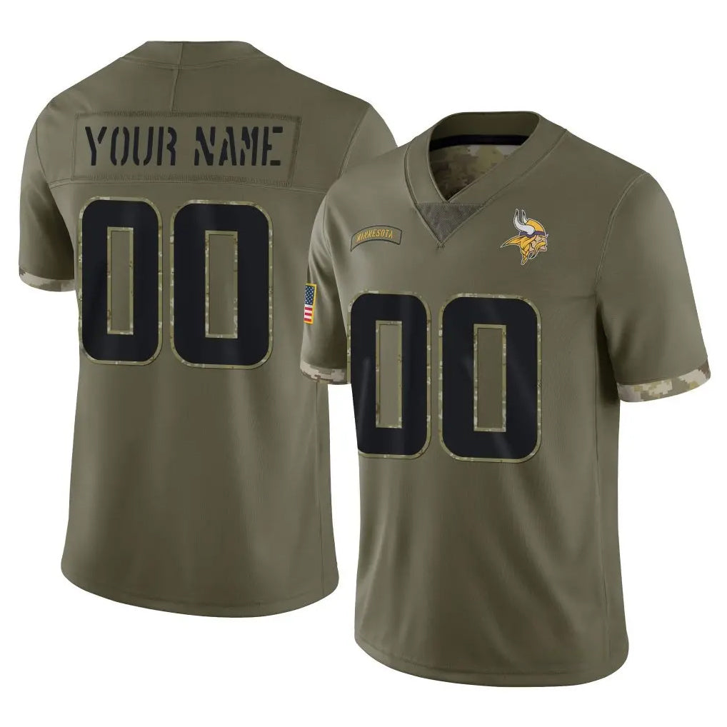 Johmsee Custom MN.Vikings Olive Salute To Service Limited Any Name & Numbers Stitched Jerseys