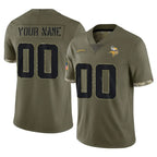 Johmsee Custom MN.Vikings Olive Salute To Service Limited Any Name & Numbers Stitched Jerseys