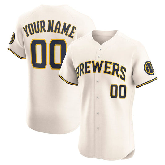 Custom Milwaukee Brewers Home Elite Jersey – Cream Stitched Baseball Jersey