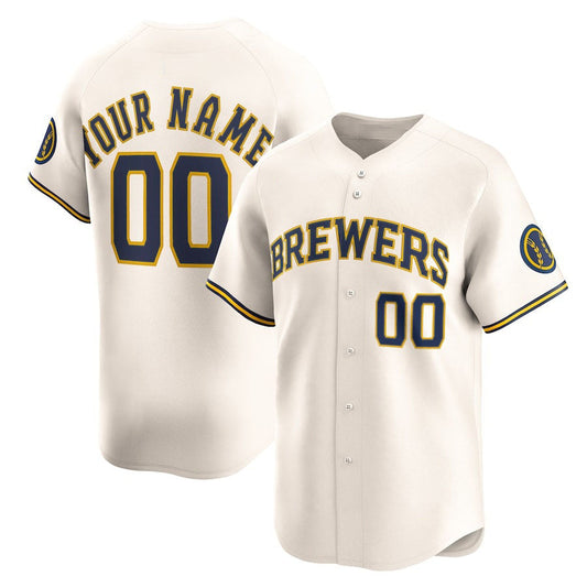 Custom Milwaukee Brewers Home Limited Jersey – Cream Stitched Baseball Jersey