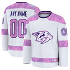 Johmsee Custom N.Predators White 2024 Hockey Fights Cancer Practice Jerseys