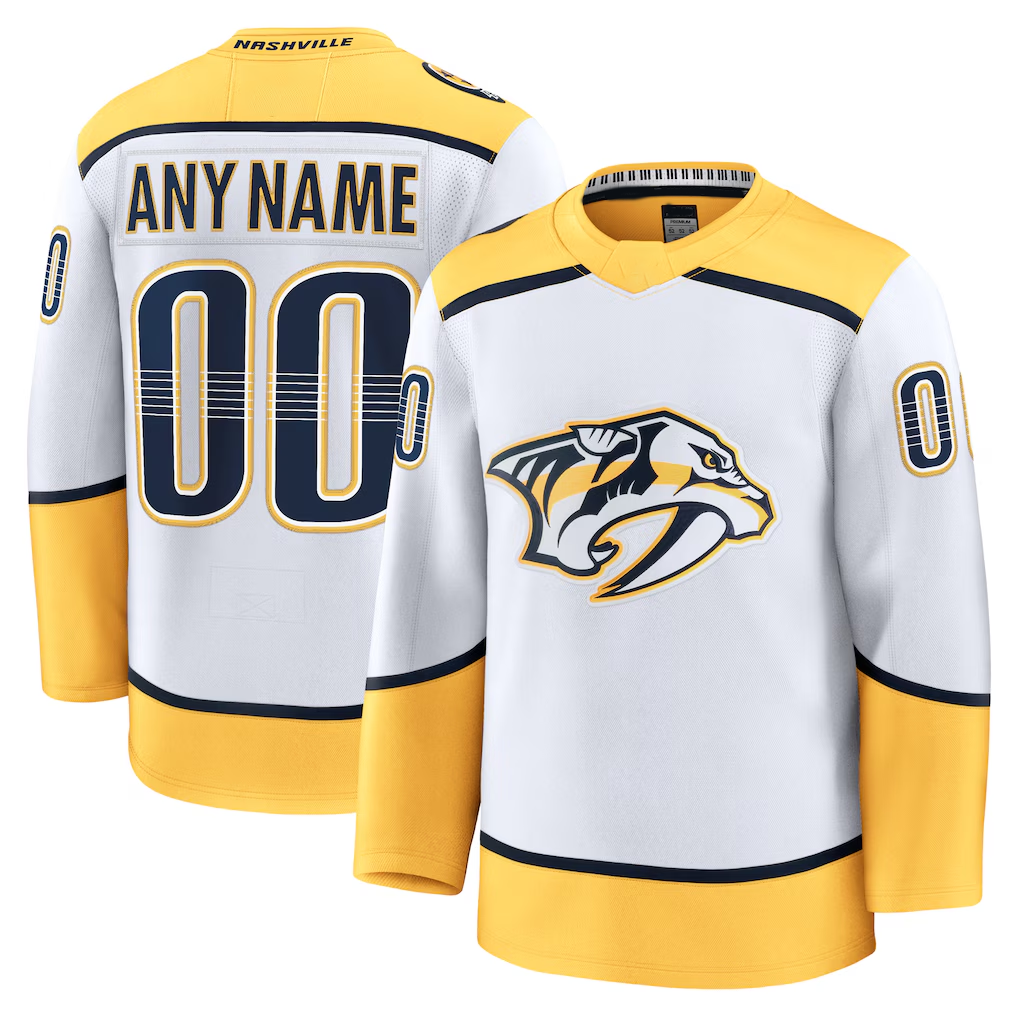 Johmsee Custom N.Predators White Away Premium Jerseys