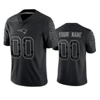 Johmsee Custom NE.Patriots Black Reflective LImited Home Game Any Name & Numbers Stitched Jerseys