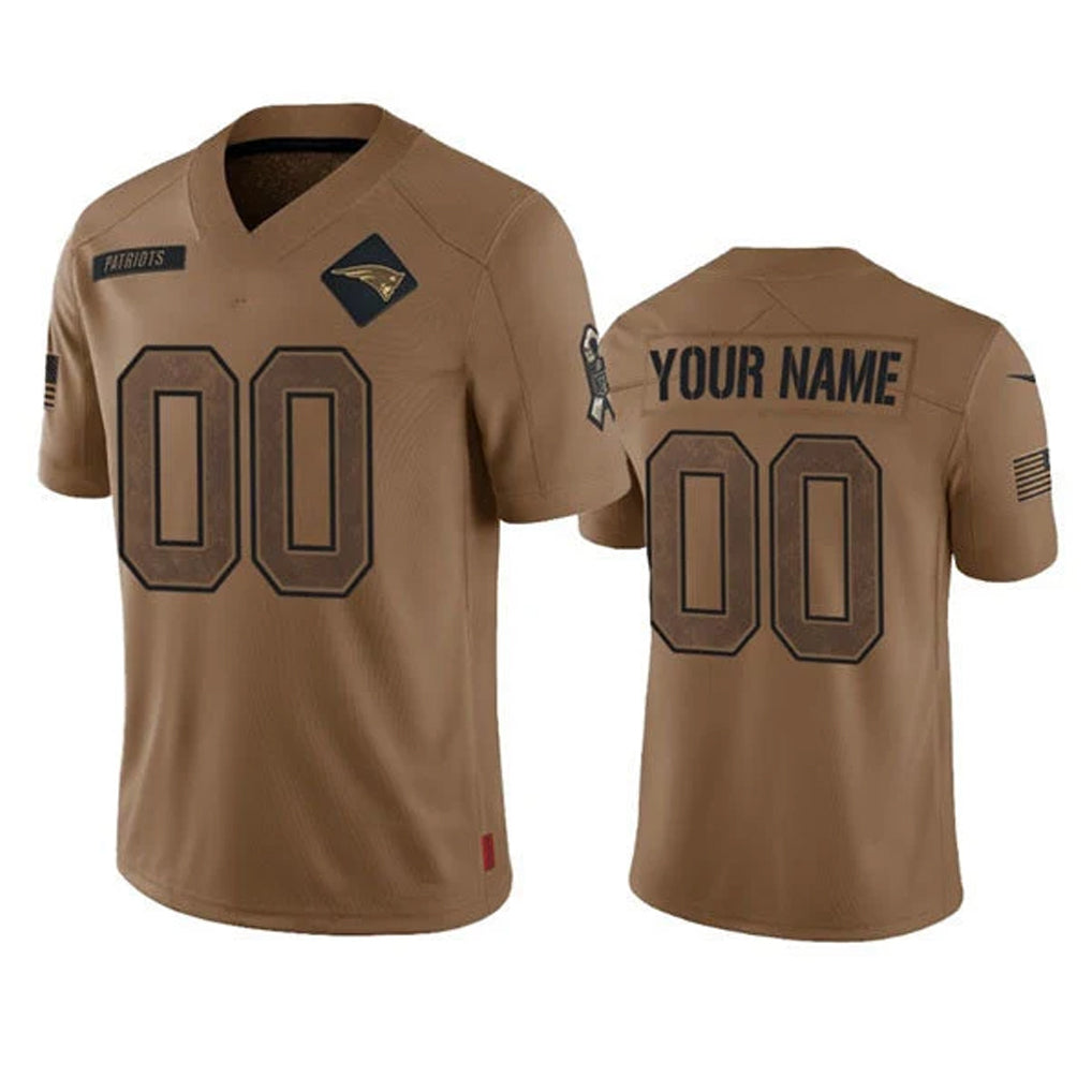 Johmsee Custom NE.Patriots Brown Salute To Service Limited Any Name & Numbers Stitched Jerseys