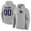 Johmsee Custom NE.Patriots Gray LOGO Pullover Hoodies Home Game Any Name & Numbers Stitched Jerseys