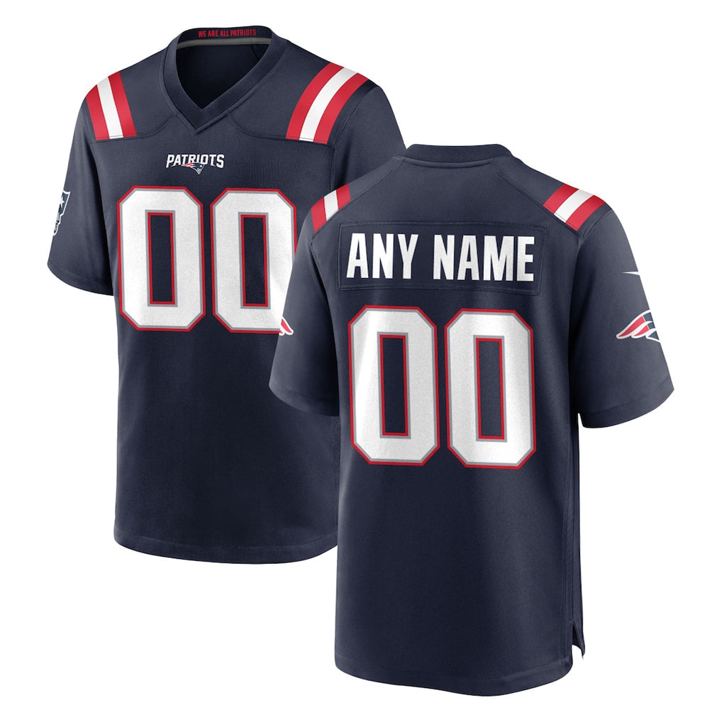 Johmsee Custom NE.Patriots Navy Home Game Any Name & Numbers Stitched Jerseys