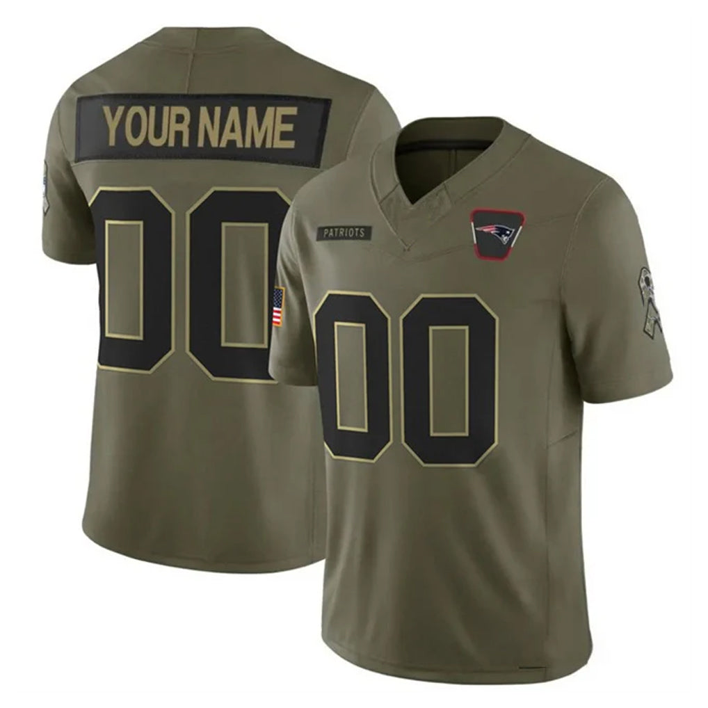 Johmsee Custom NE.Patriots Olive 2025 Salute To Service Limited Any Name & Numbers Stitched Jerseys