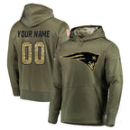 Johmsee Custom NE.Patriots Olive Salute to Service Pullover Hoodies Home Game Any Name & Numbers Stitched Jerseys