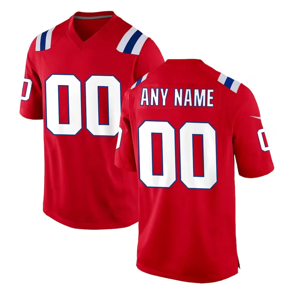 Johmsee Custom NE.Patriots Red Home Game Any Name & Numbers Stitched Jerseys