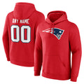 Johmsee Custom NE.Patriots Red LOGO Pullover Hoodies Home Game Any Name & Numbers Stitched Jerseys
