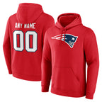 Johmsee Custom NE.Patriots Red LOGO Pullover Hoodies Home Game Any Name & Numbers Stitched Jerseys