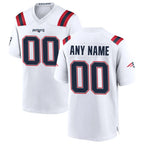 Johmsee Custom NE.Patriots White Home Game Any Name & Numbers Stitched Jerseys