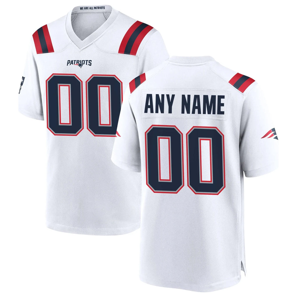 Johmsee Custom NE.Patriots White Home Game Any Name & Numbers Stitched Jerseys