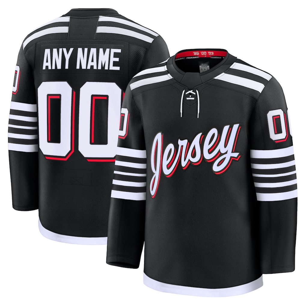 Johmsee Custom NJ.Devils Black Alternate Premium Jerseys